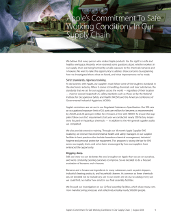Apple`s Commitment To Safe Working Conditions In Our Supply Chain