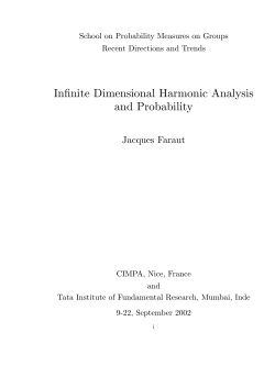 Infinite Dimensional Harmonic Analysis and Probability - IMJ-PRG