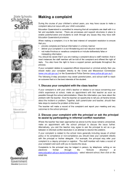 Making a complaint - Education Queensland