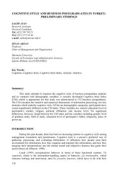 cognitive style and business postgraduates in turkey
