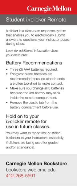 Student i>clicker Remote - Carnegie Mellon University