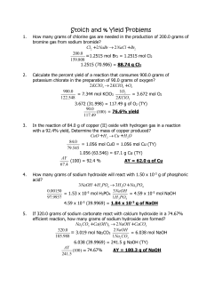 Stoich and % Yield Problems How many grams of chlorine gas are