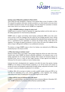 Institute status FAQs (first published in March 2017) These FAQs