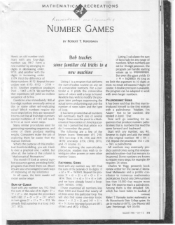NUMBER GAMES