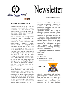 THE COCHRANE - Cochrane Consumer Network