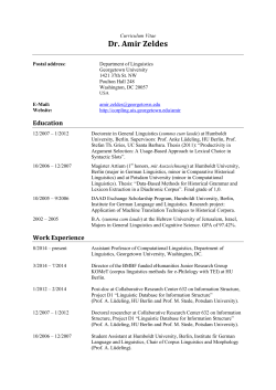Curriculum Vitae - Amir Zeldes