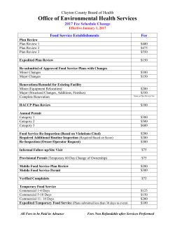 2017 EH Fee Schedule - Clayton County Board of Health