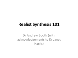 Realist Synthesis 101 - ESQUIRE Synthesis Workshops Sheffield