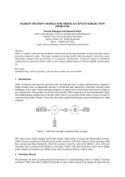 markov decision models for order acceptance/rejection