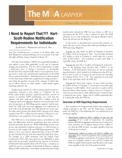 Hart-Scott-Rodino Notification Requirements for Individuals