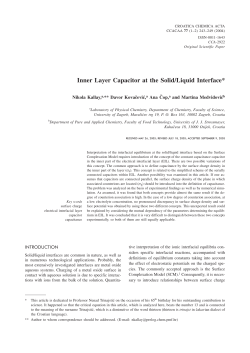 Inner Layer Capacitor at the Solid/Liquid Interface*