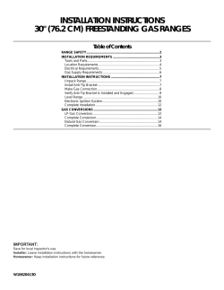 installation instructions 30" (76.2 cm) freestanding gas ranges