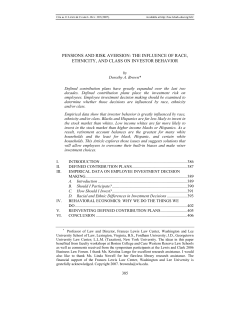 PENSIONS AND RISK AVERSION: THE INFLUENCE OF RACE