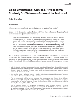 Good Intentions: Can the &ldquo;Protective Custody&rdquo; of Women Amount to