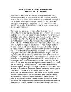 Blind Unmixing of Images Acquired Using Three and Four PMT