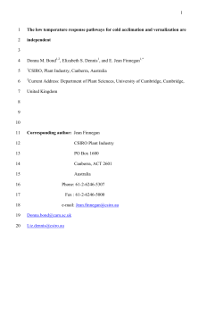1 The low temperature response pathways for cold acclimation and