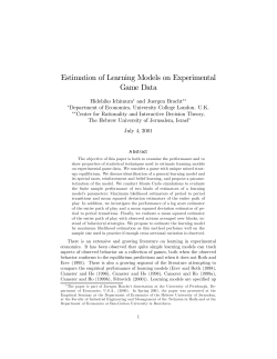 Estimation of Learning Models on Experimental Game Data