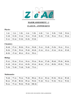 MAJOR ASSESSMENT &ndash; 1 CLASS IX - ANSWER KEYS Physics