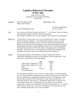 Cognitive-Behavioral Therapies (CPSY 265)