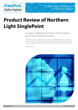 FreePint Report: Product Review of Northern Light SinglePoint
