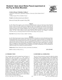 Students` ideas about Blaise Pascal experiment at the Puy de D&ocirc;me