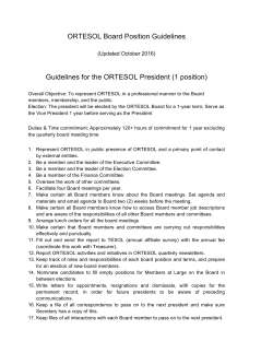 ORTESOL Board Position Guidelines Guidelines for the ORTESOL