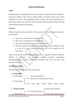 Lipids and Classification: Lipids: Biological