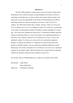Theory of Planned Behaviour as a predictor of condom use