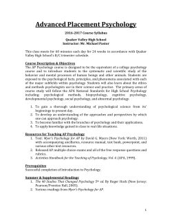 Unit 12: Abnormal Psychology - Quaker Valley School District