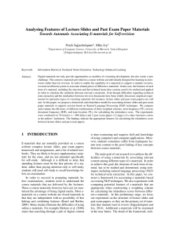 Analysing Features of Lecture Slides and Past Exam Paper Materials