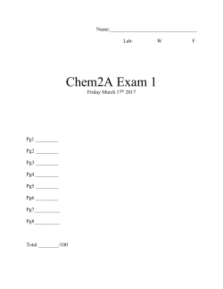 Name: Lab: W F Chem2A Exam 1 Friday March 17th 2017 Pg1