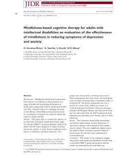 Mindfulnessbased cognitive therapy for adults with intellectual