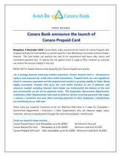 Canara Bank announce the launch of Canara Prepaid Card