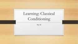 Learning: Classical Conditioning