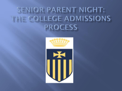 Senior Parent Night: The College Admissions Process