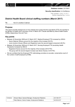 District Health Board clinical staffing numbers