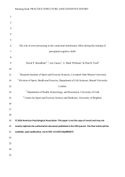 PRACTICE STRUCTURE AND COGNITIVE EFFORT The role of