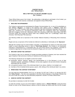 1 CONTEST RULES (the “Official Rules”) WIN A TRIP FOR 2 TO