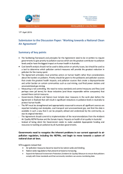 Submission to the Discussion Paper: `Working towards a National