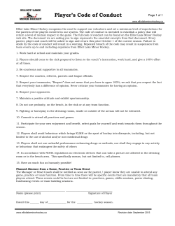 Player`s Code of Conduct - Elliot Lake Minor Hockey Association