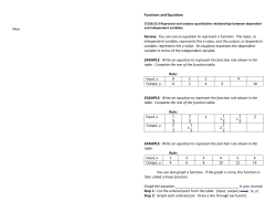 Glue Functions and Equations CCSS6.EE.9 Represent and analyze