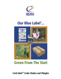 Green From the Start - Cedar Shake and Shingle Bureau