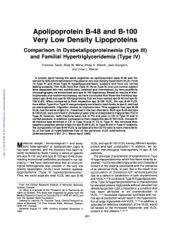 Apolipoprotein B-48 and B-100 Very Low Density Lipoproteins