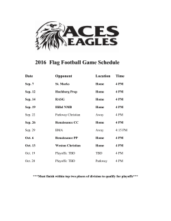 2016 Flag Football Game Schedule