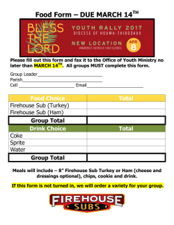 Food Form &ndash; DUE MARCH 14TH