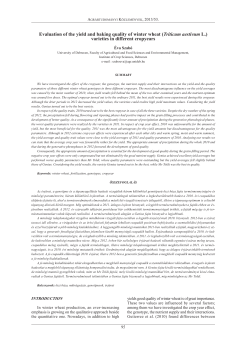 Evaluation of the yield and baking quality of winter wheat (Triticum