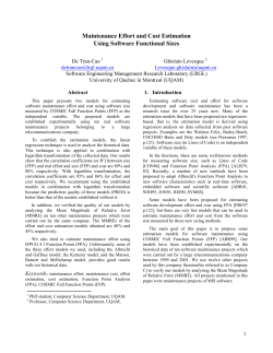 Maintenance Effort and Cost Estimation Using