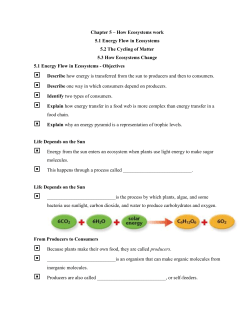 Chapter 5 &ndash; How Ecosystems work 5.1 Energy Flow in Ecosystems