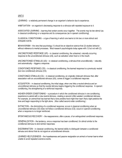UNIT 6 LEARNING – a relatively permanent change in an