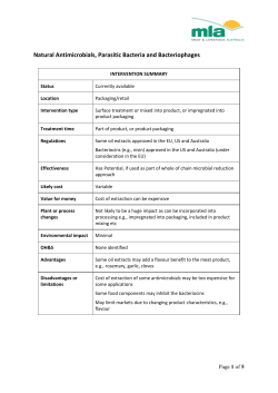 Natural Antimicrobials, Parasitic Bacteria and Bacteriophages